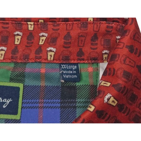 William Murray Polo Shirt Beer Glasses Pattern Men's XXL Red Golf Performance - Picture 5 of 11